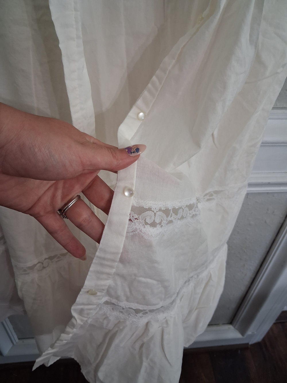 Vintage 100% cotton cottage Prairie peignoir set nightgown robe lace embroidery - Picture 4 of 10